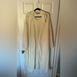 Zara Long Cream Hooded Anorak Coat